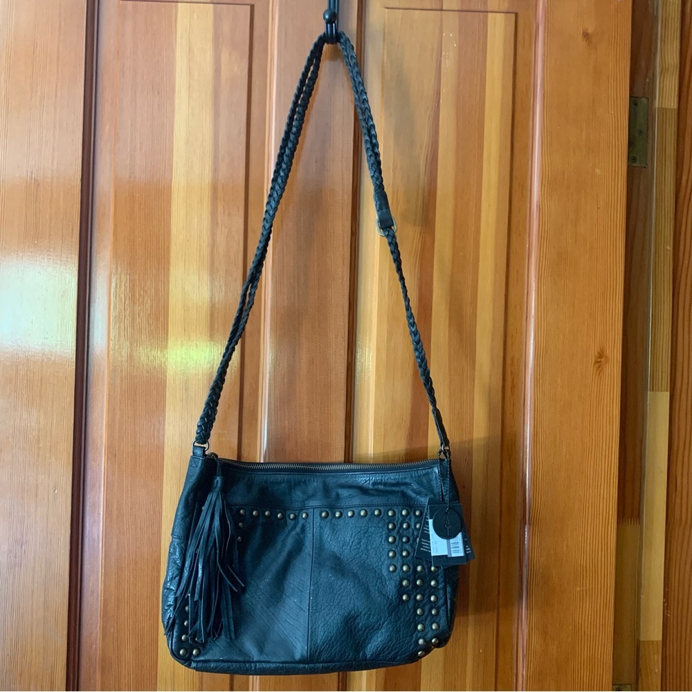 Day & Mood Bag Black Leather with studs whimsical whimsygoth